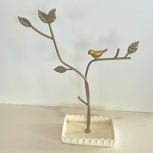 Jewelry Holder Bird in Tree with white base 14.5" tall 6"x3.75" base